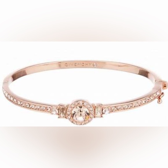 Givenchy Rose Gold-Tone Round Crystal and Pavé‎ Hinged Bangle Bracelet - NWT - Picture 1 of 2
